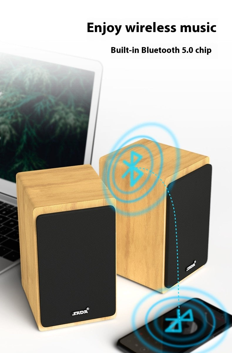 SADA V121 Computer Speaker Desktop Home Small Speaker Wooden Desktop Subwoofer Active