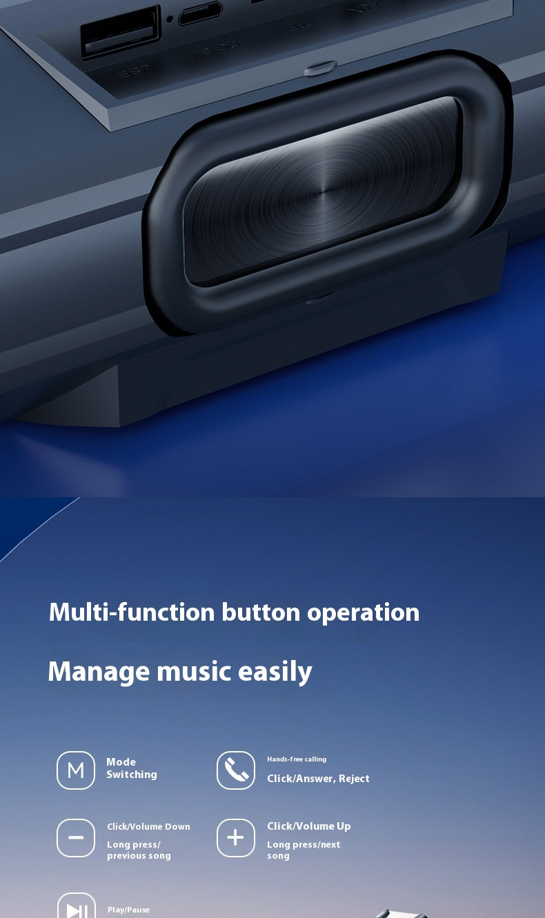 Outdoor Bluetooth Speaker High Sound Quality Super Subwoofer Dual Speakers Large Volume Portable Wireless Card Slot Speaker
