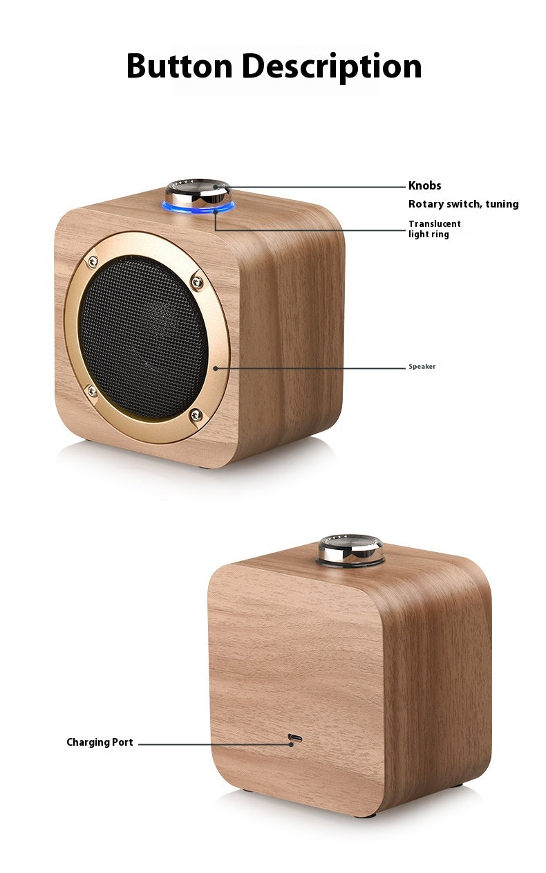 Q1B Wooden Retro Bluetooth Speaker Square Audio Desktop Wooden Wireless Subwoofer TWS New Gift