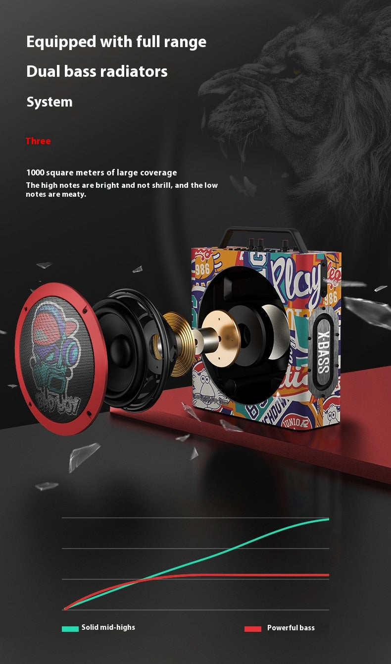 M10 Square Dance Speaker Portable Handheld Backpack Wireless Bluetooth Karaoke Practice Street Dance Yoga Fitness Subwoofer