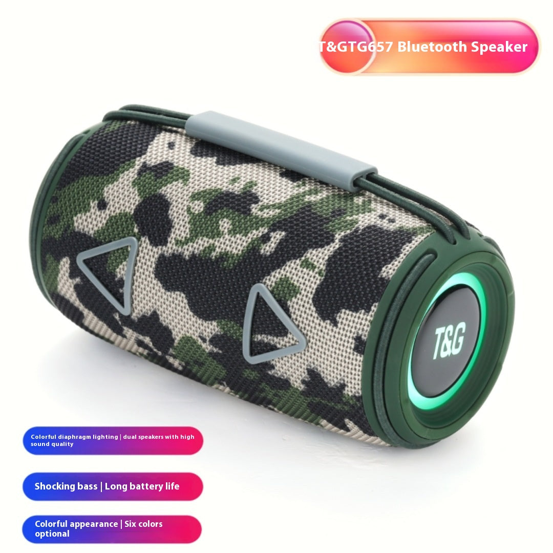 Cross-Border New Bluetooth Speaker TG657 Outdoor Portable Sports Cylindrical RGB Lighting Handheld Subwoofer Speaker