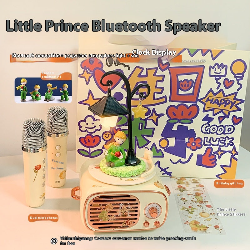 Microphone Practical Small Retro Little Prince Integrated Record Speaker Gift Birthday Microphone Song Audio Blue Free Shipping
