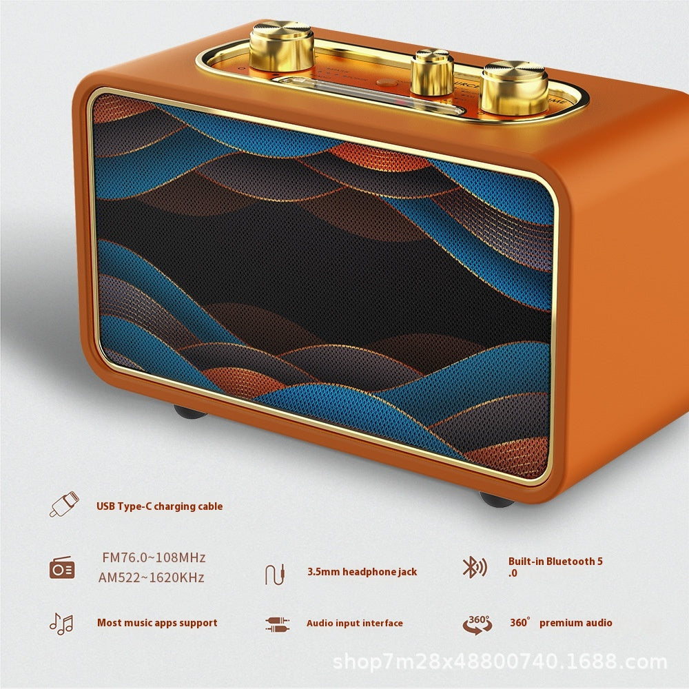 Retro Desktop Dual Speaker Wireless Bluetooth Speaker Portable High-Quality Retro Speaker for Home and Outdoor Use