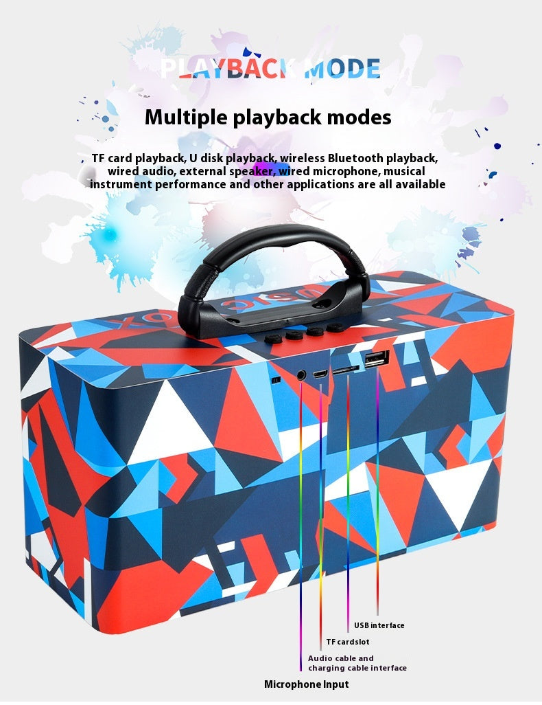 Wooden Bluetooth Speaker Outdoor Square Dance Retro Portable Wireless Card Slot Subwoofer Speaker