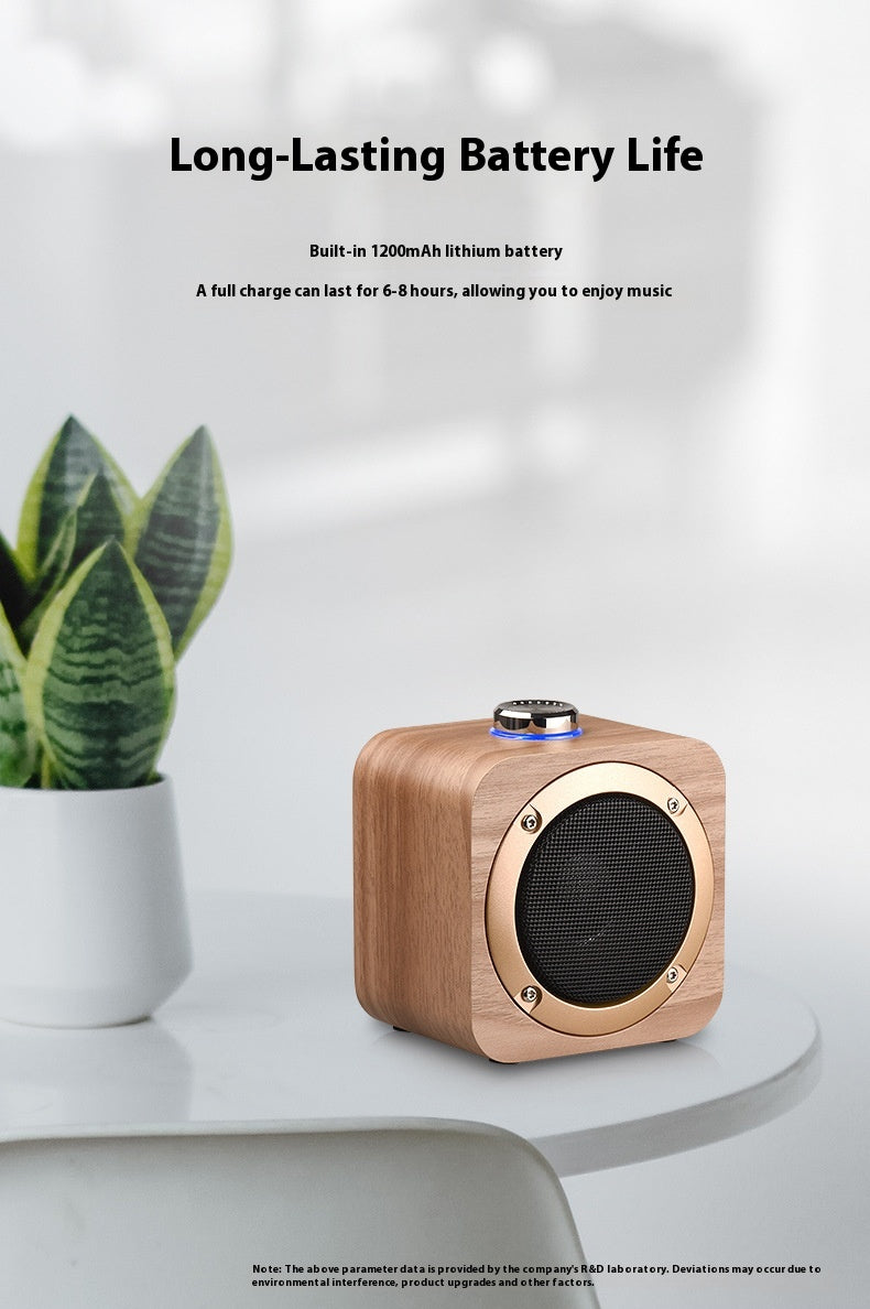 Q1B Wooden Retro Bluetooth Speaker Square Audio Desktop Wooden Wireless Subwoofer TWS New Gift