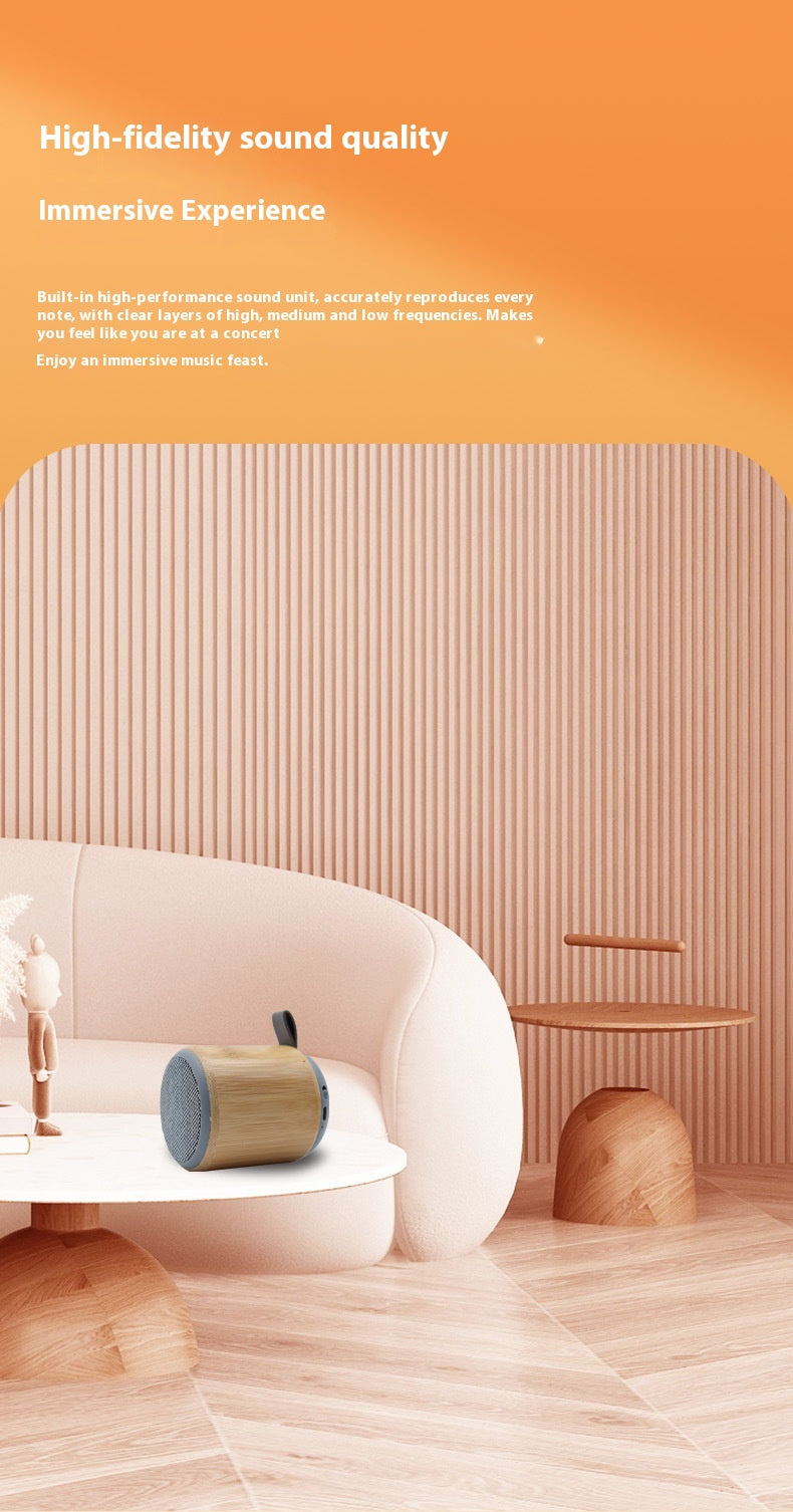 Bamboo Eco-friendly Bluetooth Speaker Desktop Mini Portable Bluetooth Speaker with Carabiner Gift Small Speaker