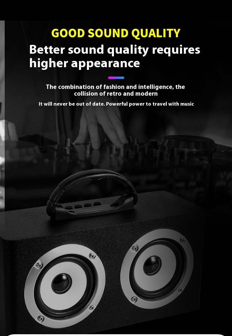 Wooden Bluetooth Speaker Outdoor Square Dance Retro Portable Wireless Card Slot Subwoofer Speaker