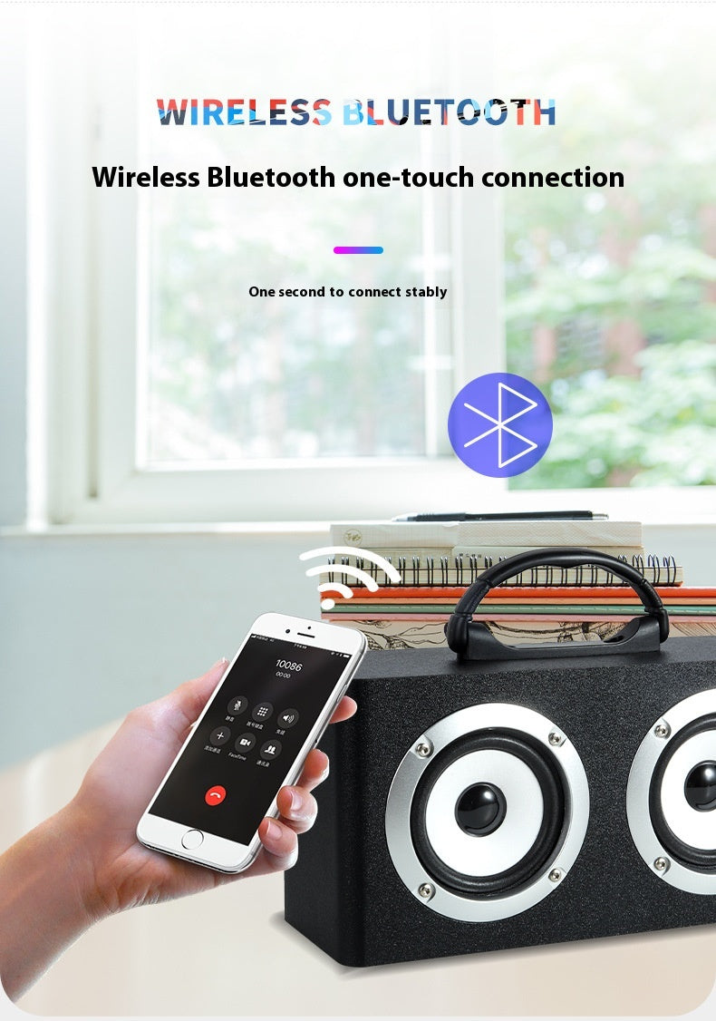 Wooden Bluetooth Speaker Outdoor Square Dance Retro Portable Wireless Card Slot Subwoofer Speaker