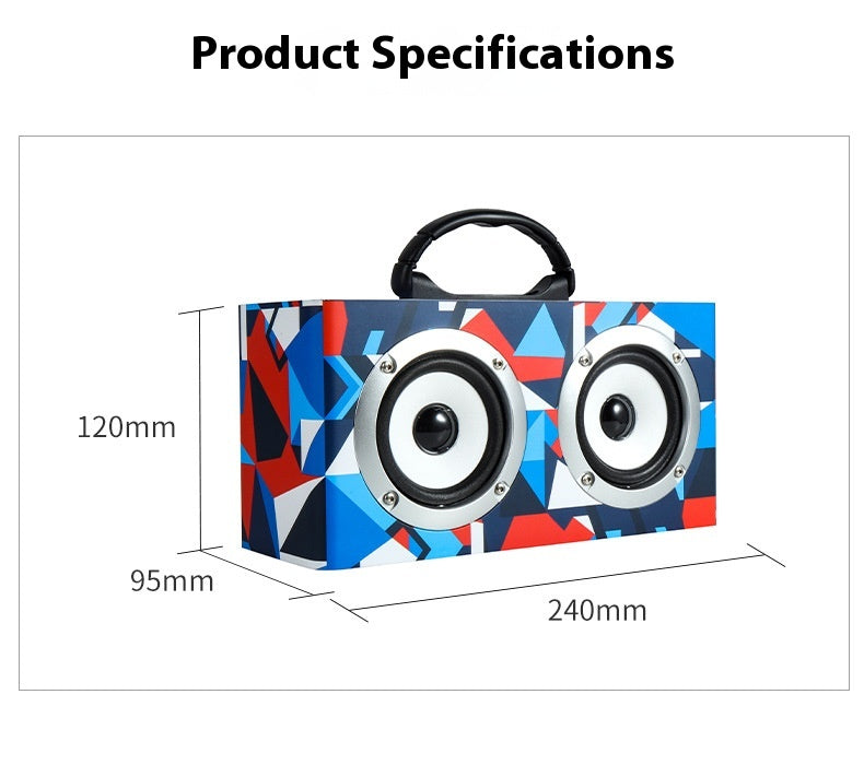 Wooden Bluetooth Speaker Outdoor Square Dance Retro Portable Wireless Card Slot Subwoofer Speaker