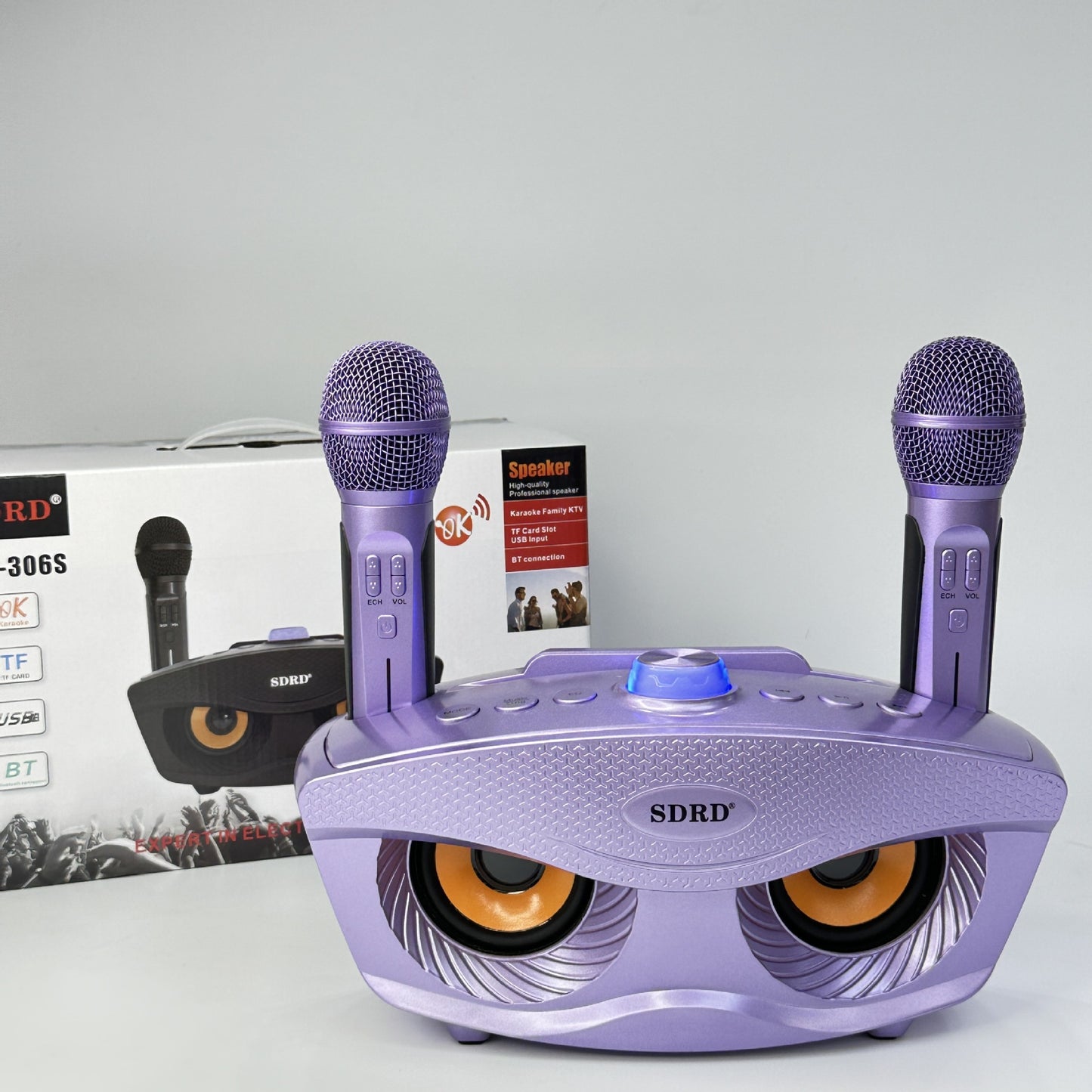 Upgraded Owl SD306S Wireless Microphone Rechargeable Home KTV Bluetooth Speaker All-in-One Outdoor Karaoke Machine