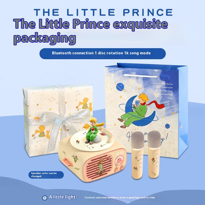 Microphone Practical Small Retro Little Prince Integrated Record Speaker Gift Birthday Microphone Song Audio Blue Free Shipping
