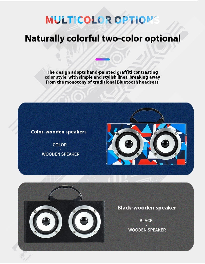 Wooden Bluetooth Speaker Outdoor Square Dance Retro Portable Wireless Card Slot Subwoofer Speaker