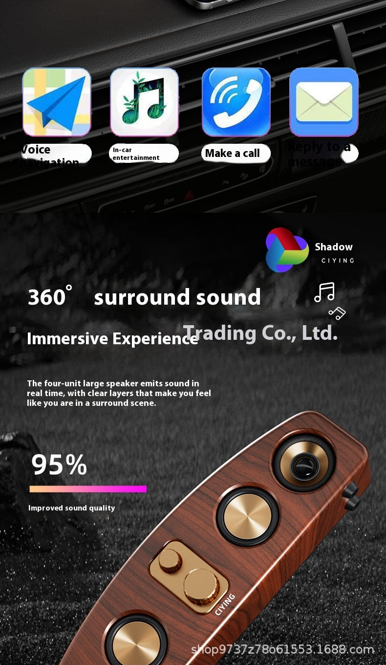 Vintage Wireless Bluetooth Speaker Large Loudspeaker Heavy Bass Wooden Long Soundbar Home Card Slot Desktop Car Audio