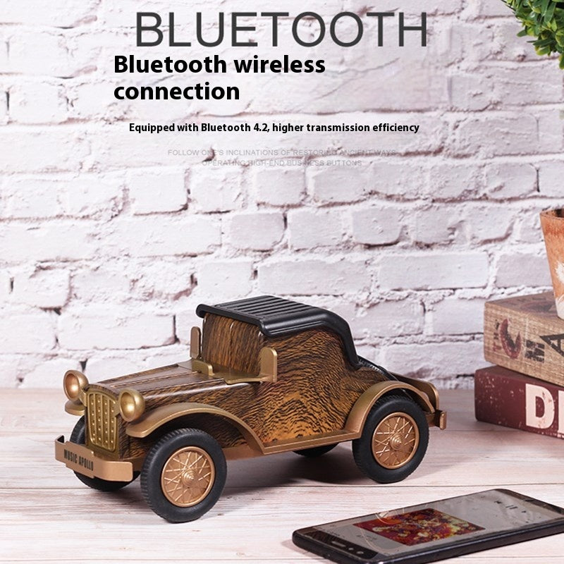 Better New Product A9 Bluetooth Speaker Retro Wood Grain Classic Car Wireless Subwoofer Radio Car Speaker Gift!