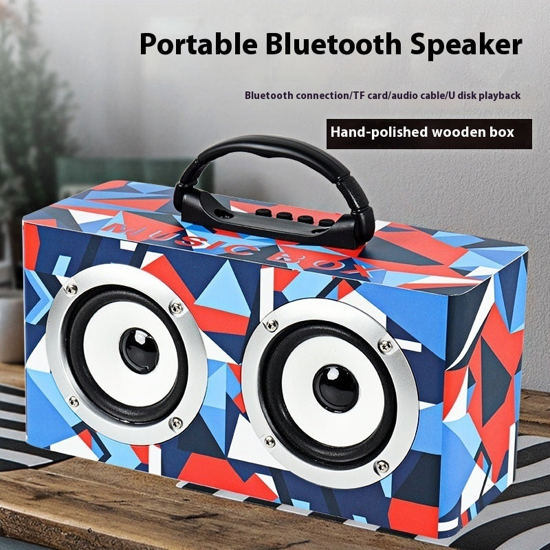 Wooden Bluetooth Speaker Outdoor Square Dance Retro Portable Wireless Card Slot Subwoofer Speaker