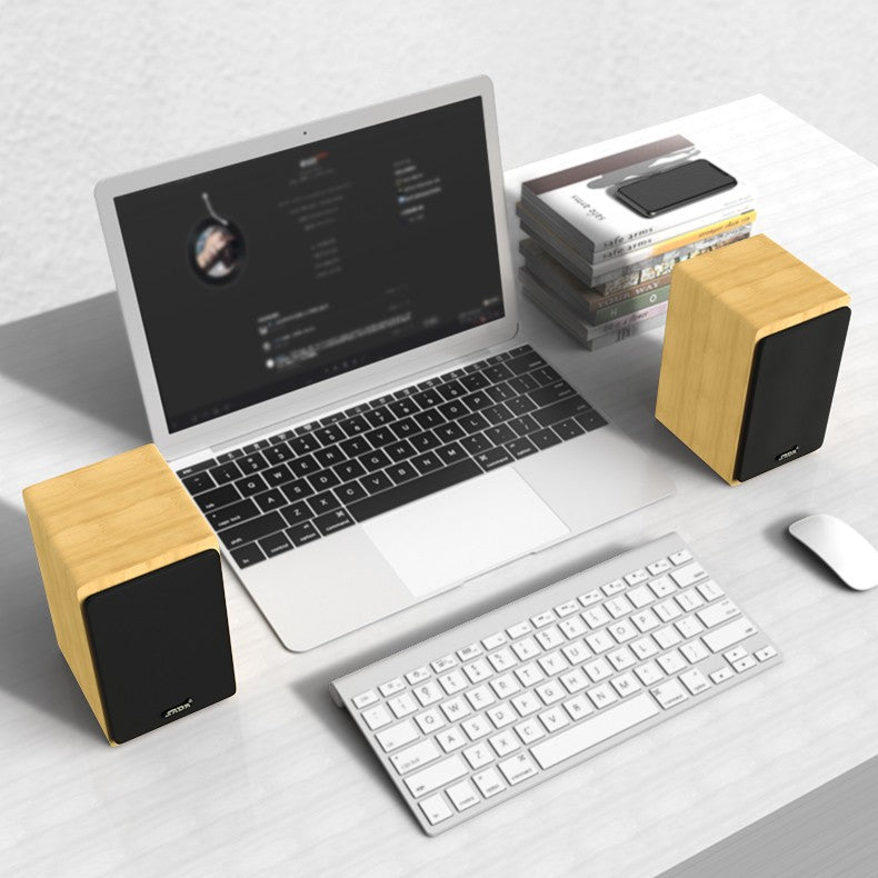 SADA V121 Computer Speaker Desktop Home Small Speaker Wooden Desktop Subwoofer Active