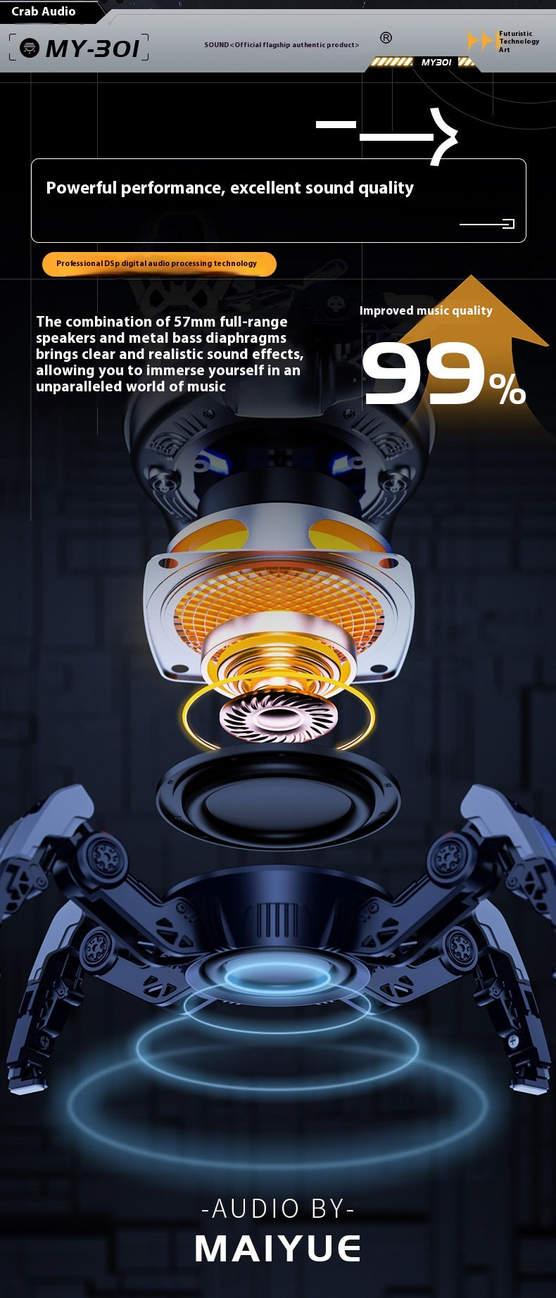 Wireless Bluetooth Machine Crab Speaker Small Subwoofer Combination Audio Machinery RGB Lamp Decoration Machine Armor Style
