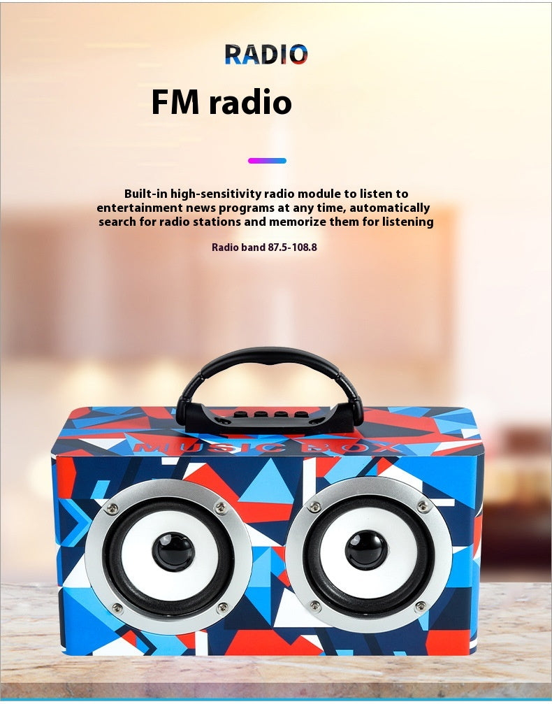 Wooden Bluetooth Speaker Outdoor Square Dance Retro Portable Wireless Card Slot Subwoofer Speaker