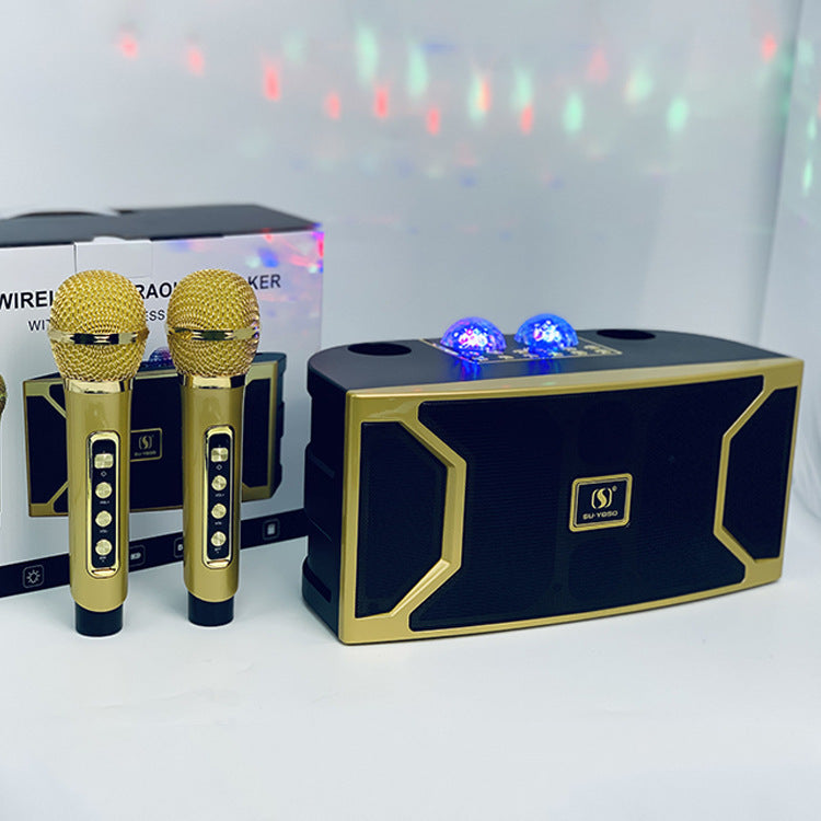 New YS-211 Bluetooth Speaker High Power Karaoke Subwoofer with Wireless Microphone and LED Flash Light