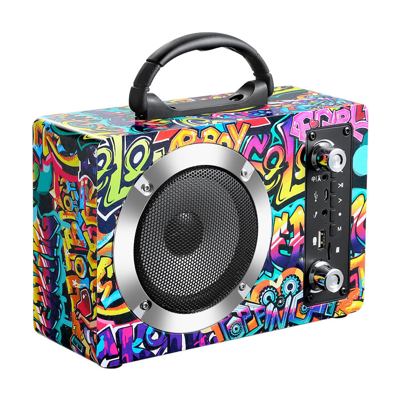 Tuya Wooden Bluetooth Speaker Subwoofer Portable Outdoor Wireless Karaoke Card Slot USB Flash Drive Radio Gift Sound System
