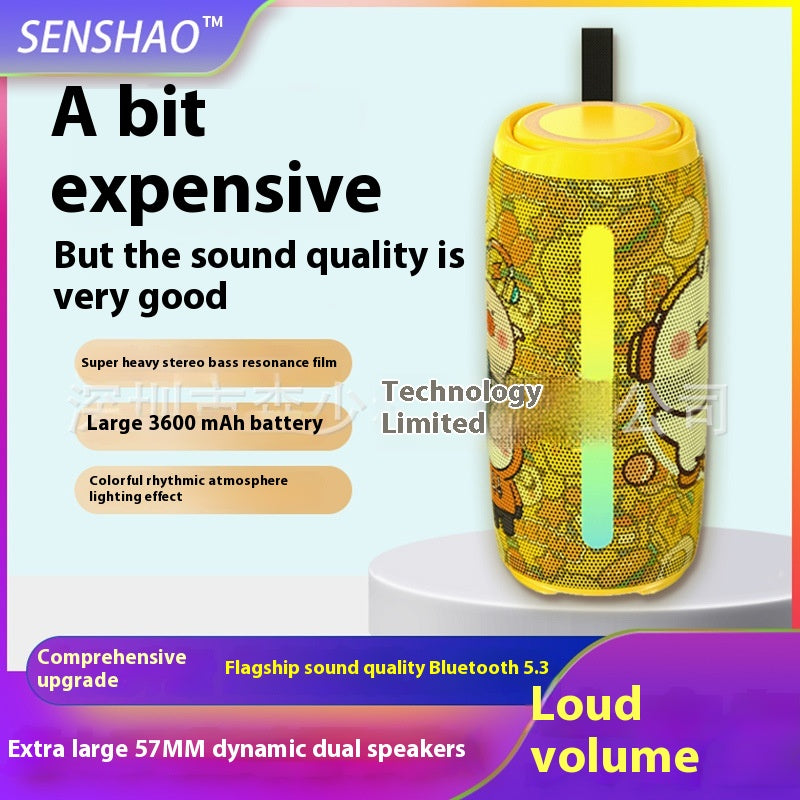 Cartoon Bluetooth Speaker Outdoor Camping Portable Subwoofer Bluetooth Speaker with Light and Deep Bass