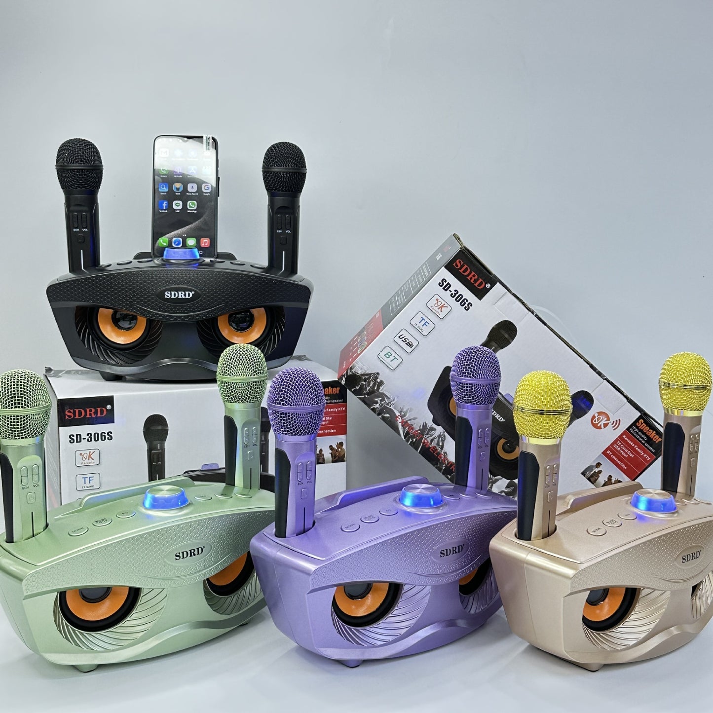 Upgraded Owl SD306S Wireless Microphone Rechargeable Home KTV Bluetooth Speaker All-in-One Outdoor Karaoke Machine