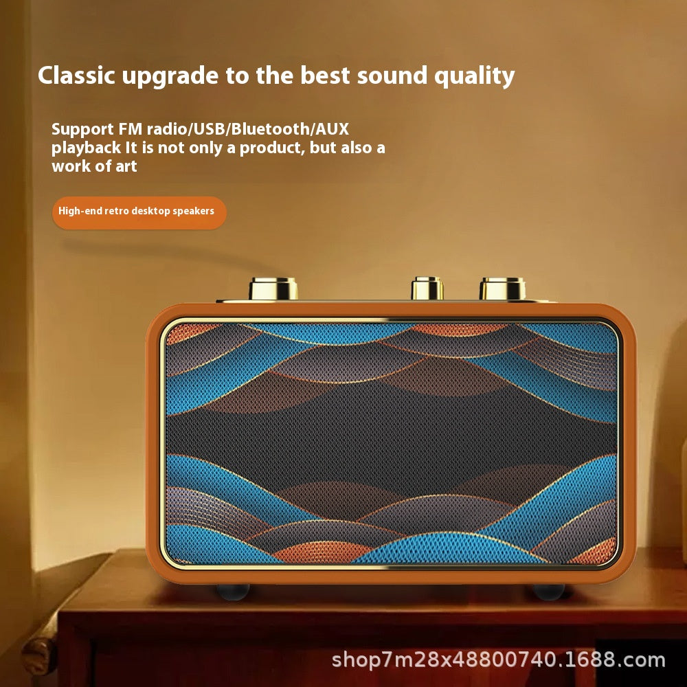 Retro Desktop Dual Speaker Wireless Bluetooth Speaker Portable High-Quality Retro Speaker for Home and Outdoor Use