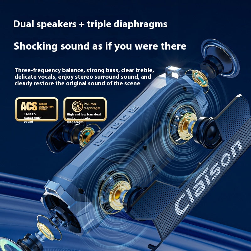 Outdoor Bluetooth Speaker High Sound Quality Super Subwoofer Dual Speakers Large Volume Portable Wireless Card Slot Speaker