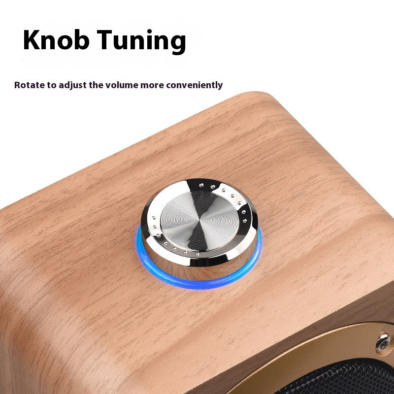 Q1B Wooden Retro Bluetooth Speaker Square Audio Desktop Wooden Wireless Subwoofer TWS New Gift