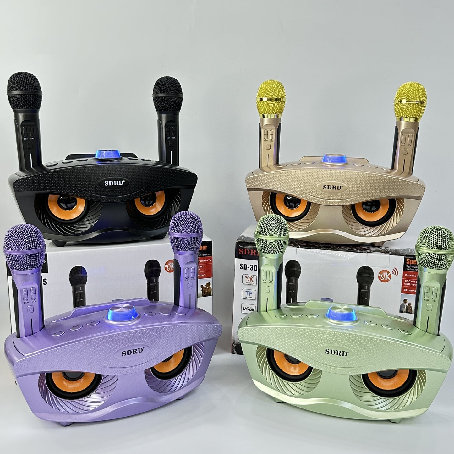 Upgraded Owl SD306S Wireless Microphone Rechargeable Home KTV Bluetooth Speaker All-in-One Outdoor Karaoke Machine