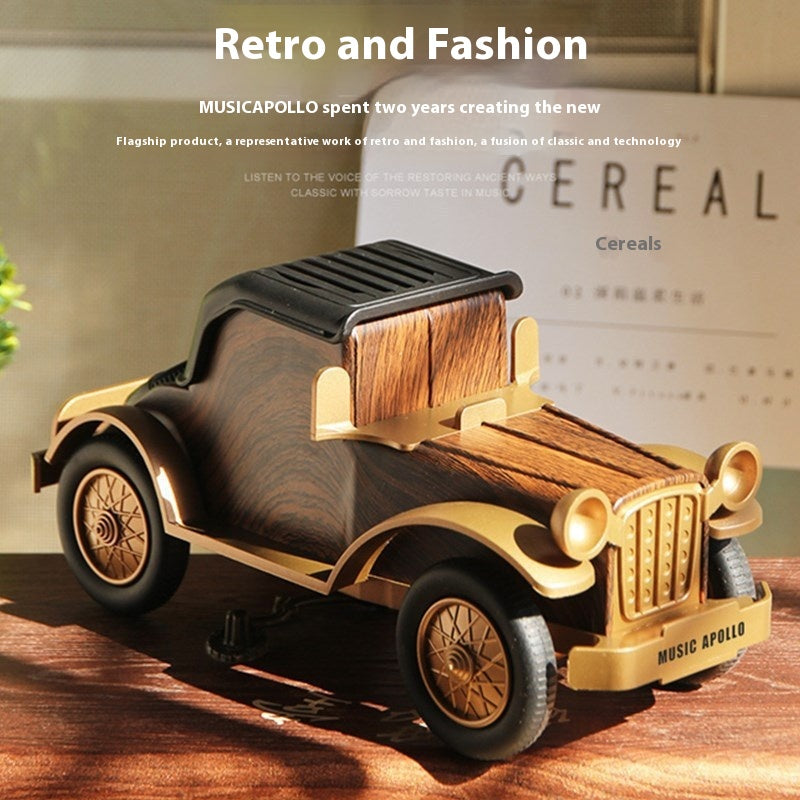 Better New Product A9 Bluetooth Speaker Retro Wood Grain Classic Car Wireless Subwoofer Radio Car Speaker Gift!