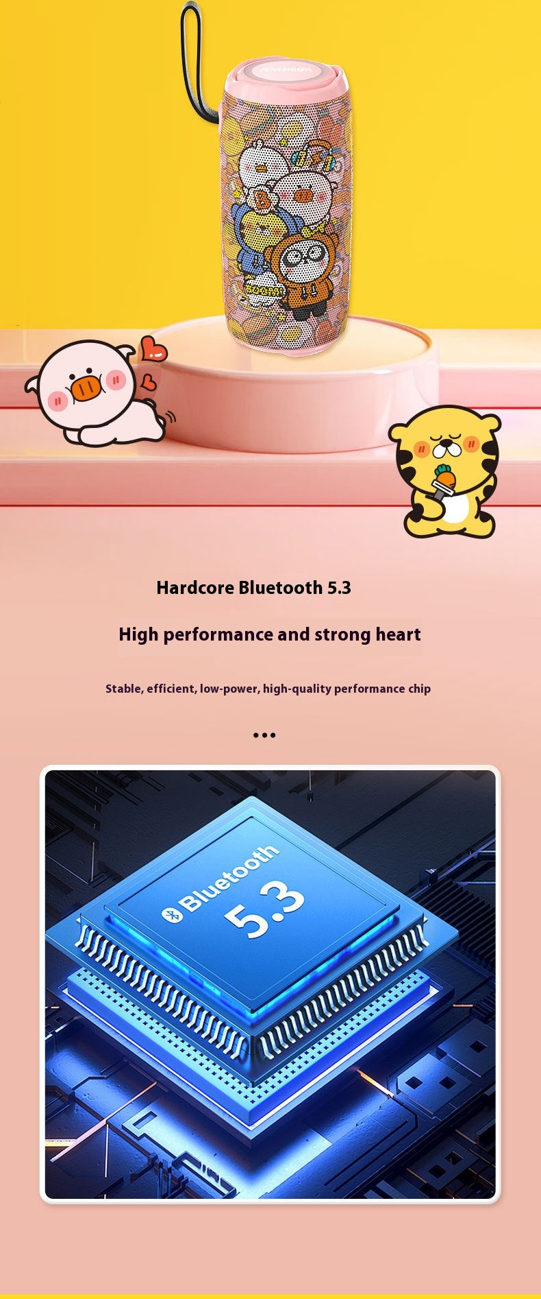 Cartoon Bluetooth Speaker Outdoor Camping Portable Subwoofer Bluetooth Speaker with Light and Deep Bass