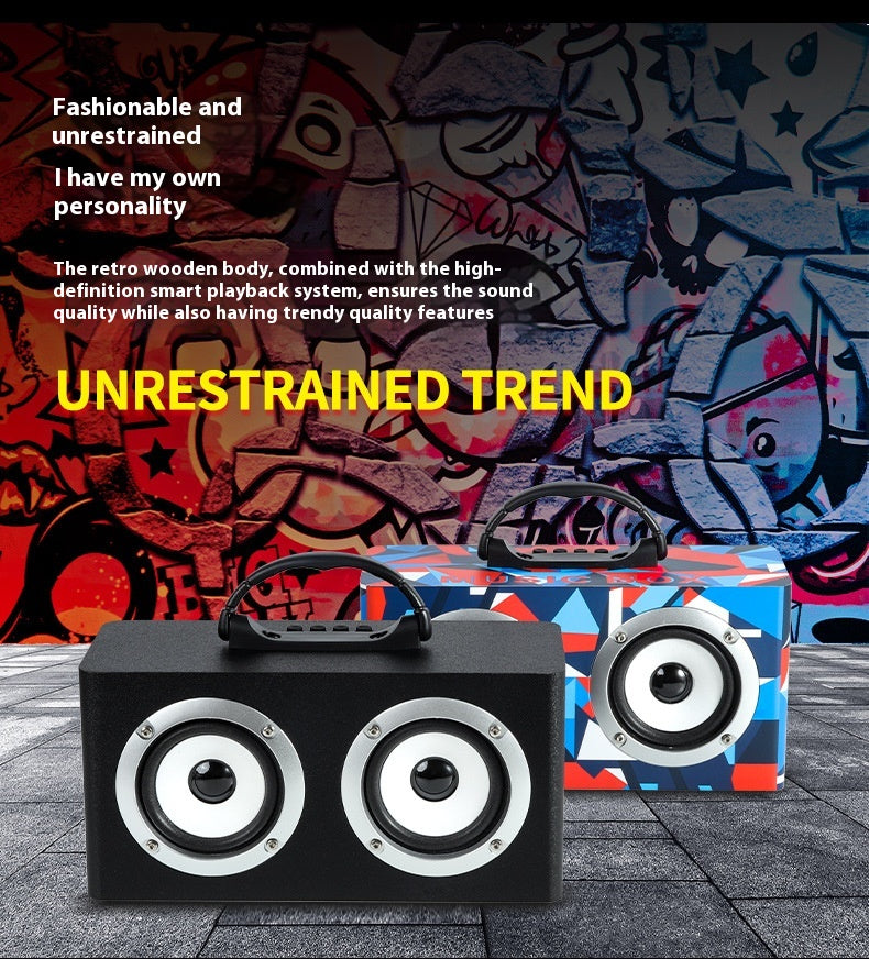 Wooden Bluetooth Speaker Outdoor Square Dance Retro Portable Wireless Card Slot Subwoofer Speaker