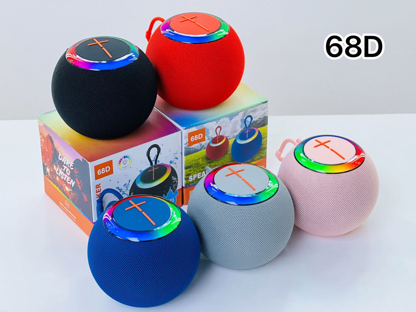 New Bluetooth Speaker Ball Shape Fabric Handheld Sports Outdoor Cycling RGB Wireless Small Speaker Hot Item 68D