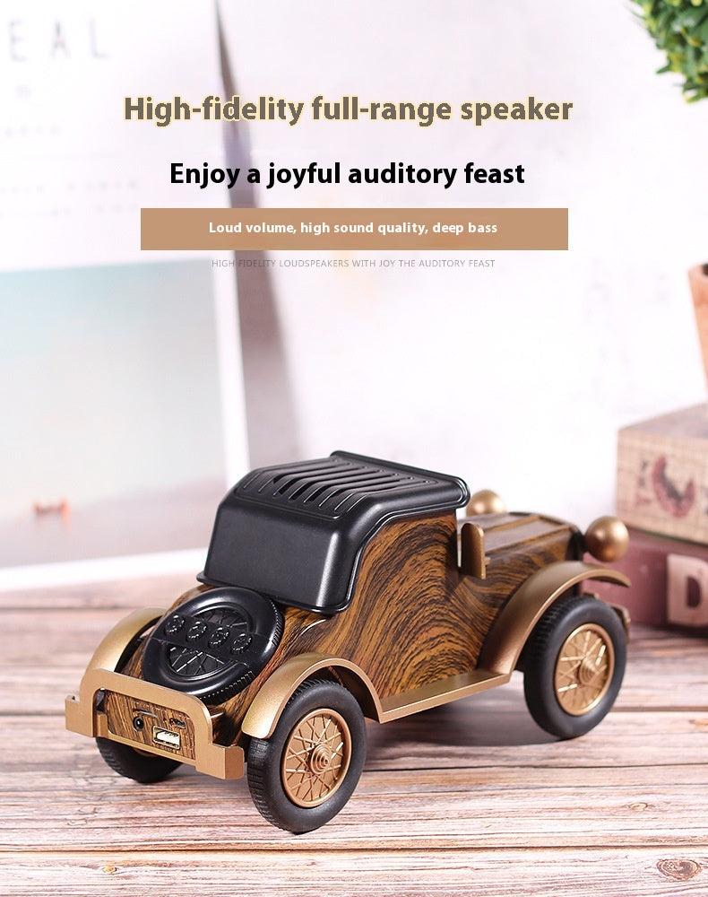 Better New Product A9 Bluetooth Speaker Retro Wood Grain Classic Car Wireless Subwoofer Radio Car Speaker Gift!