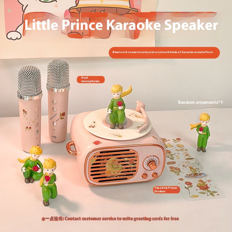 Microphone Practical Small Retro Little Prince Integrated Record Speaker Gift Birthday Microphone Song Audio Blue Free Shipping