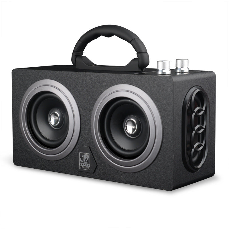 Bluetooth Speaker Outdoor Portable Retro Wooden Handheld Speaker for Phone Computer Square Dance Graffiti Heavy Bass Cannon