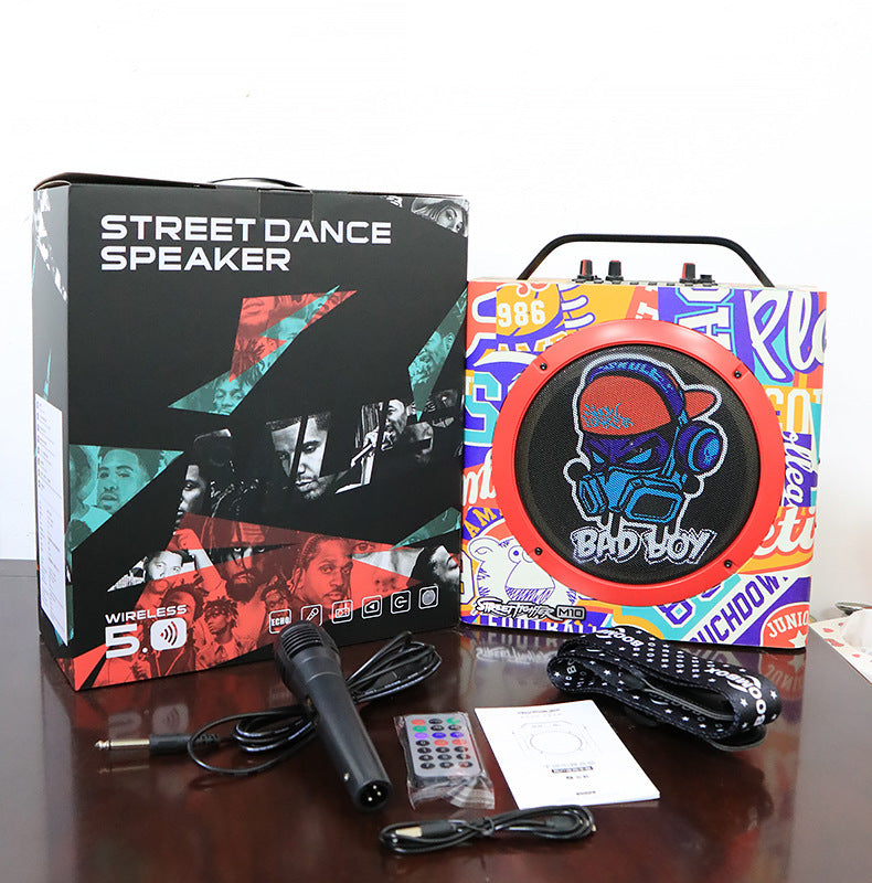 M10 Square Dance Speaker Portable Handheld Backpack Wireless Bluetooth Karaoke Practice Street Dance Yoga Fitness Subwoofer