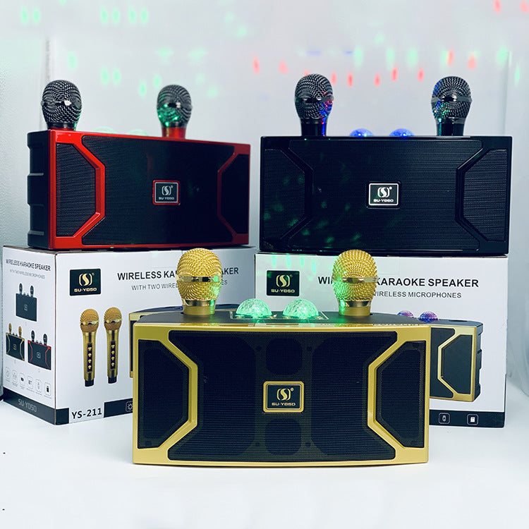 New YS-211 Bluetooth Speaker High Power Karaoke Subwoofer with Wireless Microphone and LED Flash Light