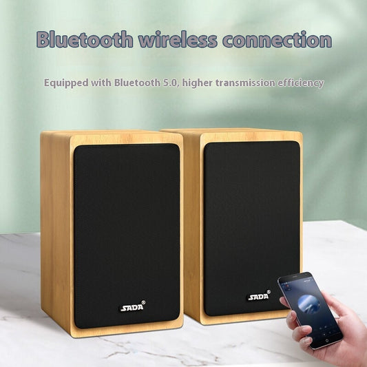 SADA V121 Computer Speaker Desktop Home Small Speaker Wooden Desktop Subwoofer Active