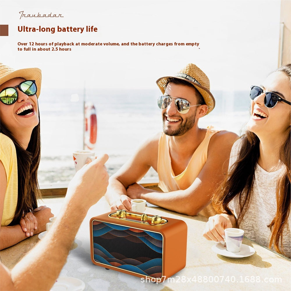 Retro Desktop Dual Speaker Wireless Bluetooth Speaker Portable High-Quality Retro Speaker for Home and Outdoor Use