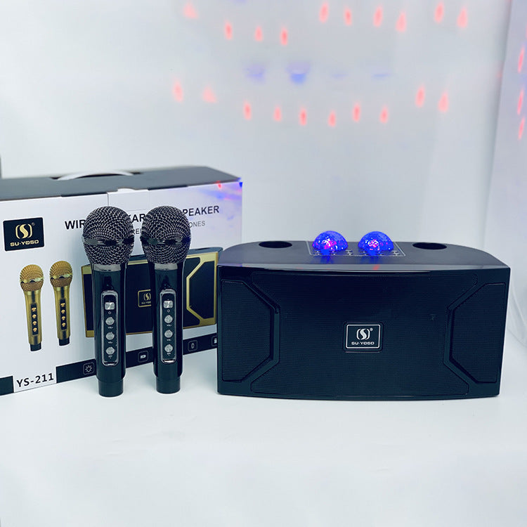 New YS-211 Bluetooth Speaker High Power Karaoke Subwoofer with Wireless Microphone and LED Flash Light