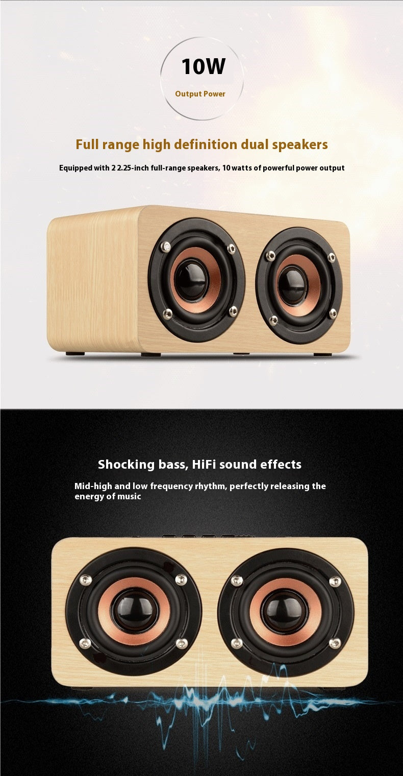 K5 Wireless Bluetooth Speaker Dual Speakers Mobile Phone Wooden Card Slot Speaker Subwoofer Wired Charging Battery
