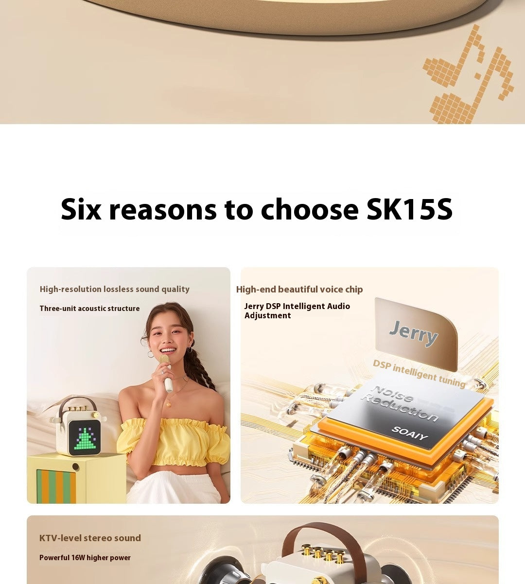 Sony Ericsson SK15S Microphone Karaoke Speaker Home KTV Wireless Bluetooth Speaker Microphone Children's Day Gift