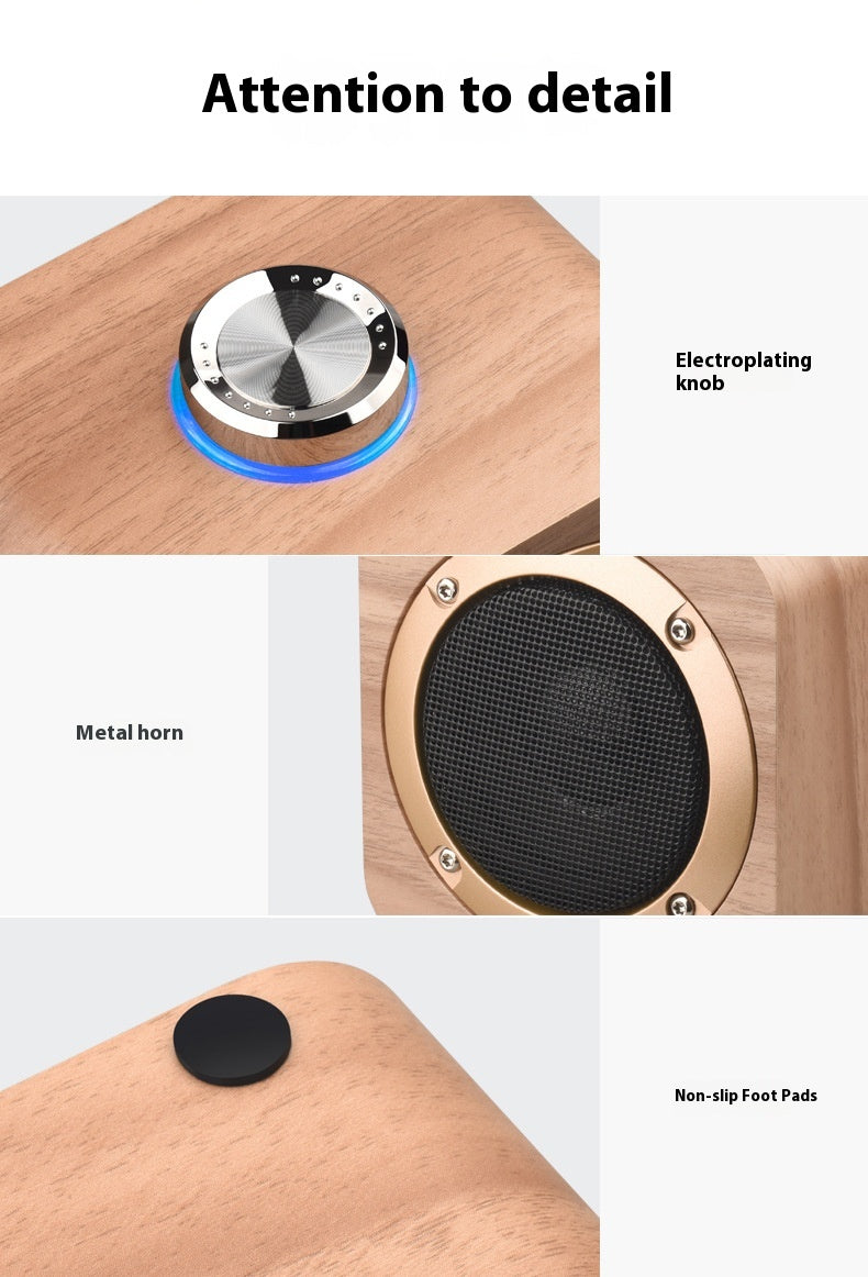 Q1B Wooden Retro Bluetooth Speaker Square Audio Desktop Wooden Wireless Subwoofer TWS New Gift