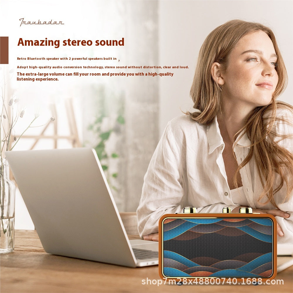 Retro Desktop Dual Speaker Wireless Bluetooth Speaker Portable High-Quality Retro Speaker for Home and Outdoor Use