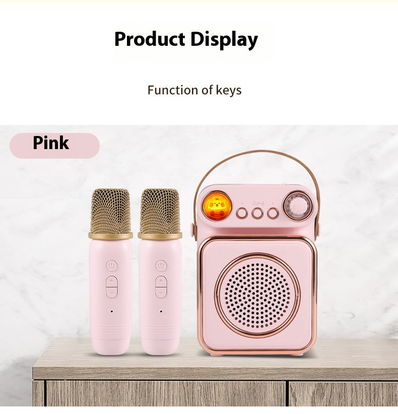 Singing Karaoke Speaker Microphone Combo Home Use Children's Wireless Microphone Smart Bluetooth Speaker Retro