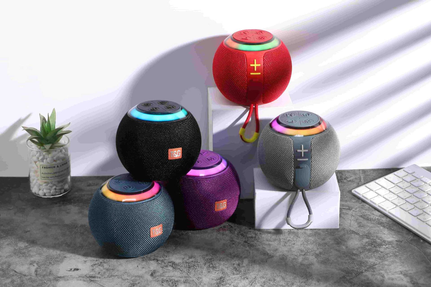 New TG683 Bluetooth Speaker Round Colorful Light Card Insert U Disk Outdoor Portable Big Speaker Mini Subwoofer