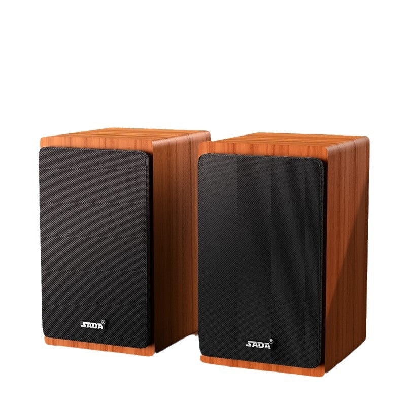 SADA V121 Computer Speaker Desktop Home Small Speaker Wooden Desktop Subwoofer Active