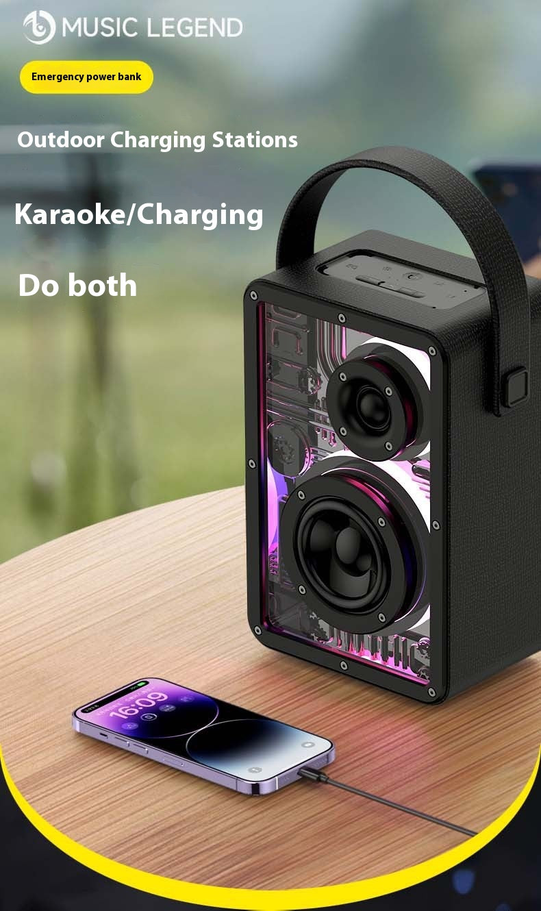 Music Legend R12 Outdoor Karaoke Subwoofer Acrylic LED Light 40W Bluetooth Speaker